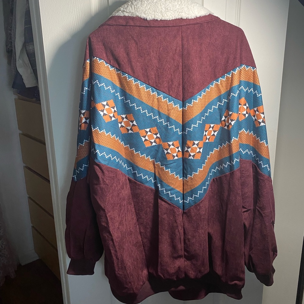 Funky faux swede jacket in burgundy - Picture 2 of 2